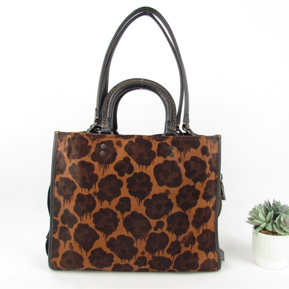 COACH 1941 WILD BEAST DRIP LEOPARD PRINT CALF HAIR ROGUE BAG - Picture 2 of 14
